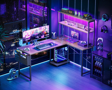 AODK Escritorio L iluminación LED, crea ambiente cómodo para estudio o juego