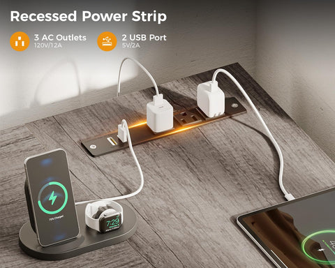 AODK escritorio L con patas ajustables para nivelación precisa.