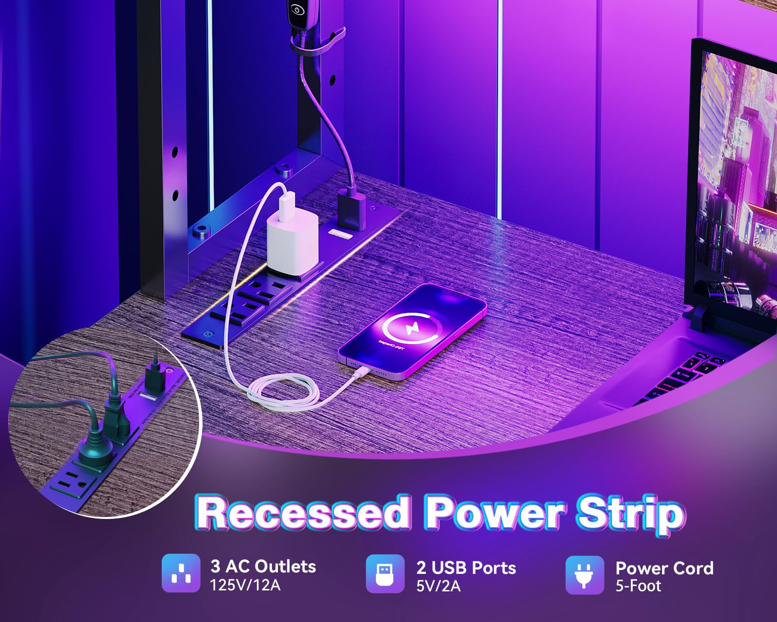 AODK Escritorio L soporte CPU para orden y ventilación