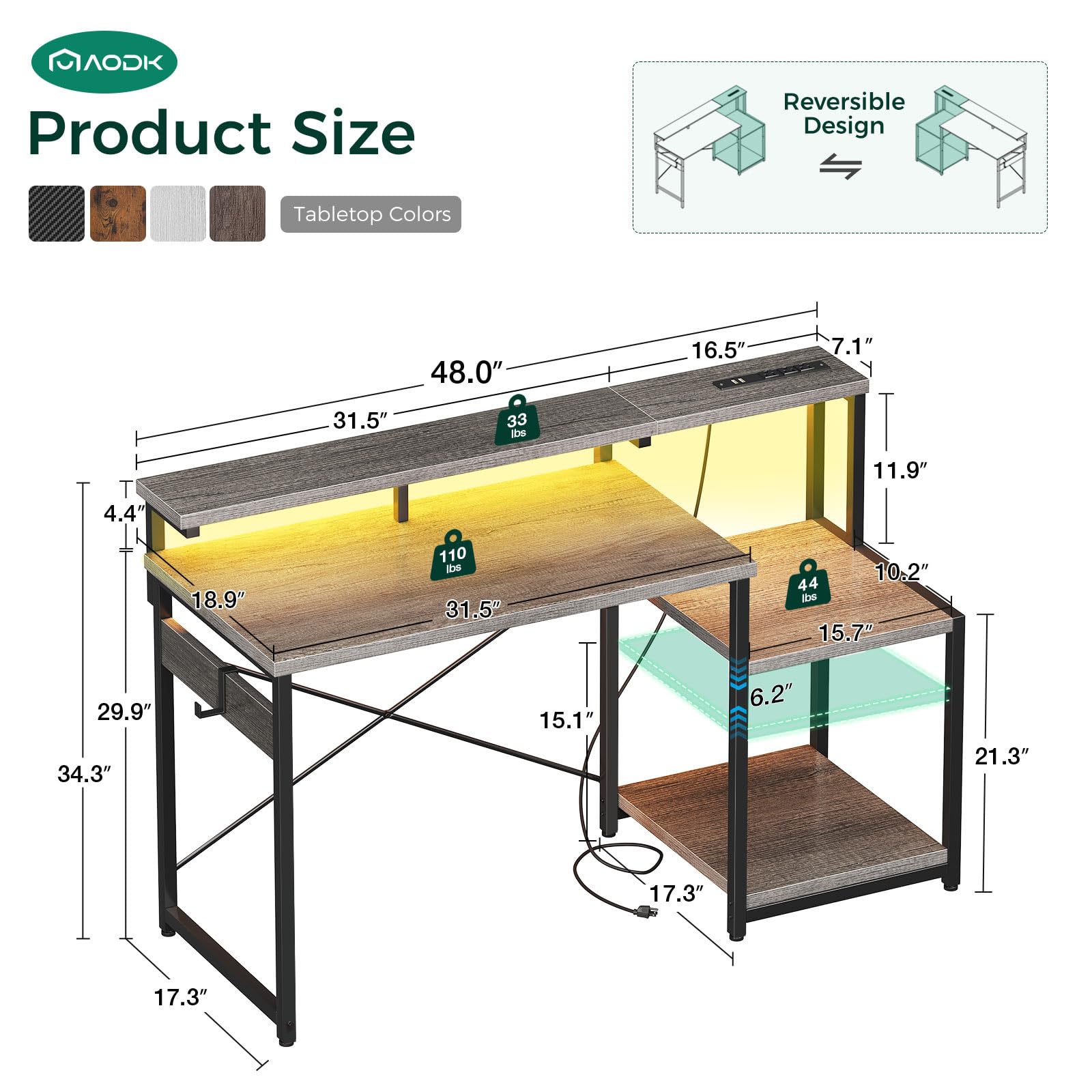 AODK Superficie de fibra de carbono resistencia a arañazos y limpieza fácil.