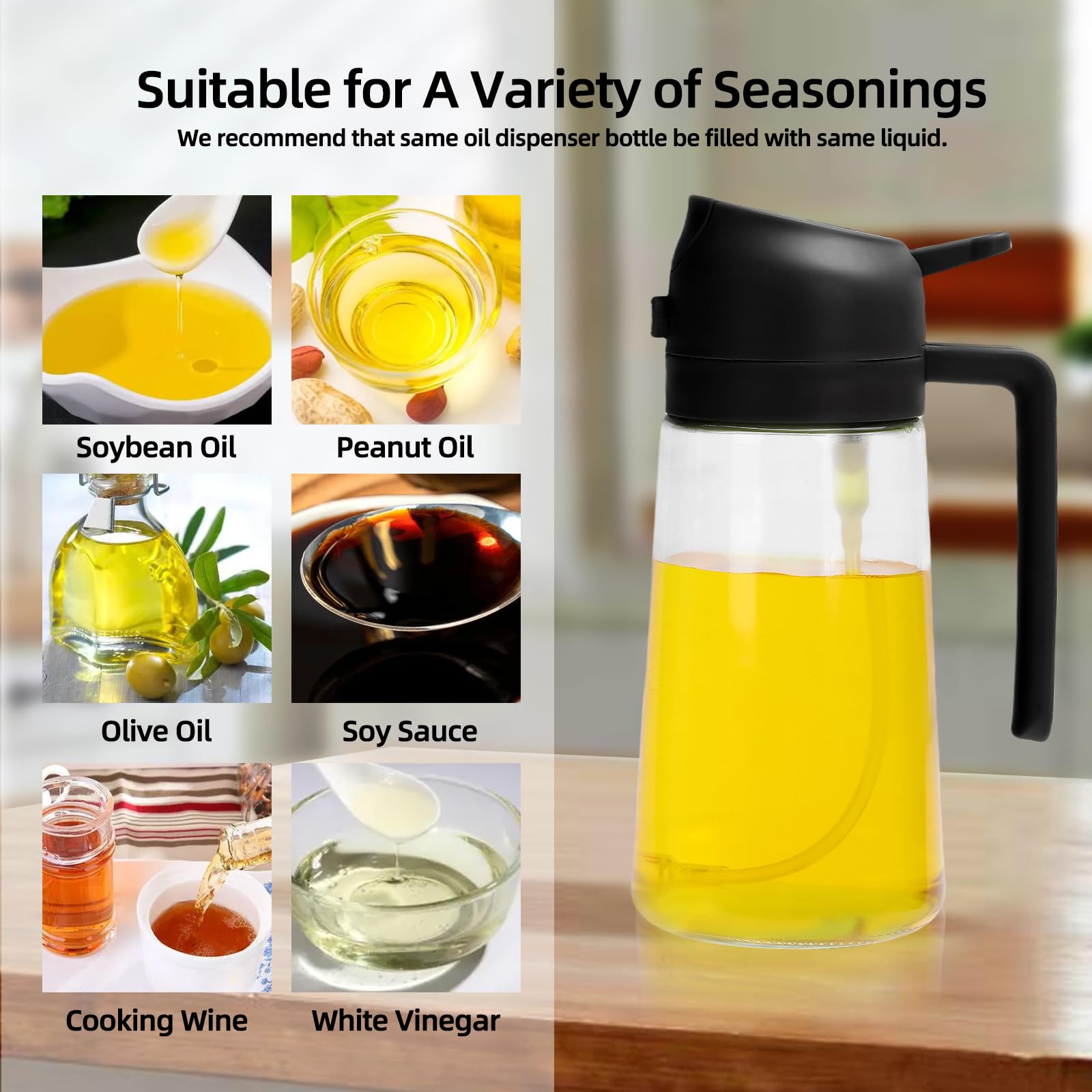 Aovdy vertedor aceite oliva 470ml evita goteos durante la preparación