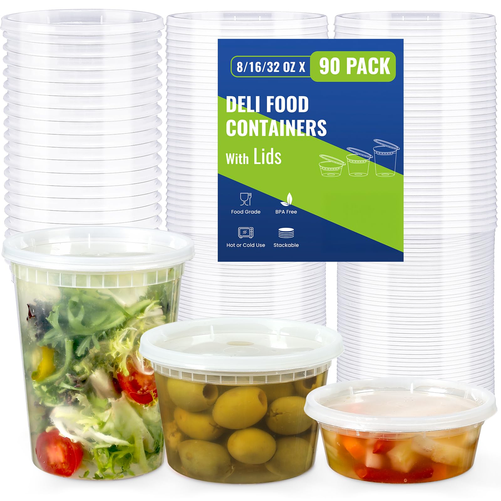 AOZITA contenedores delicatessen 8 oz con tapa segura para porciones pequeñas