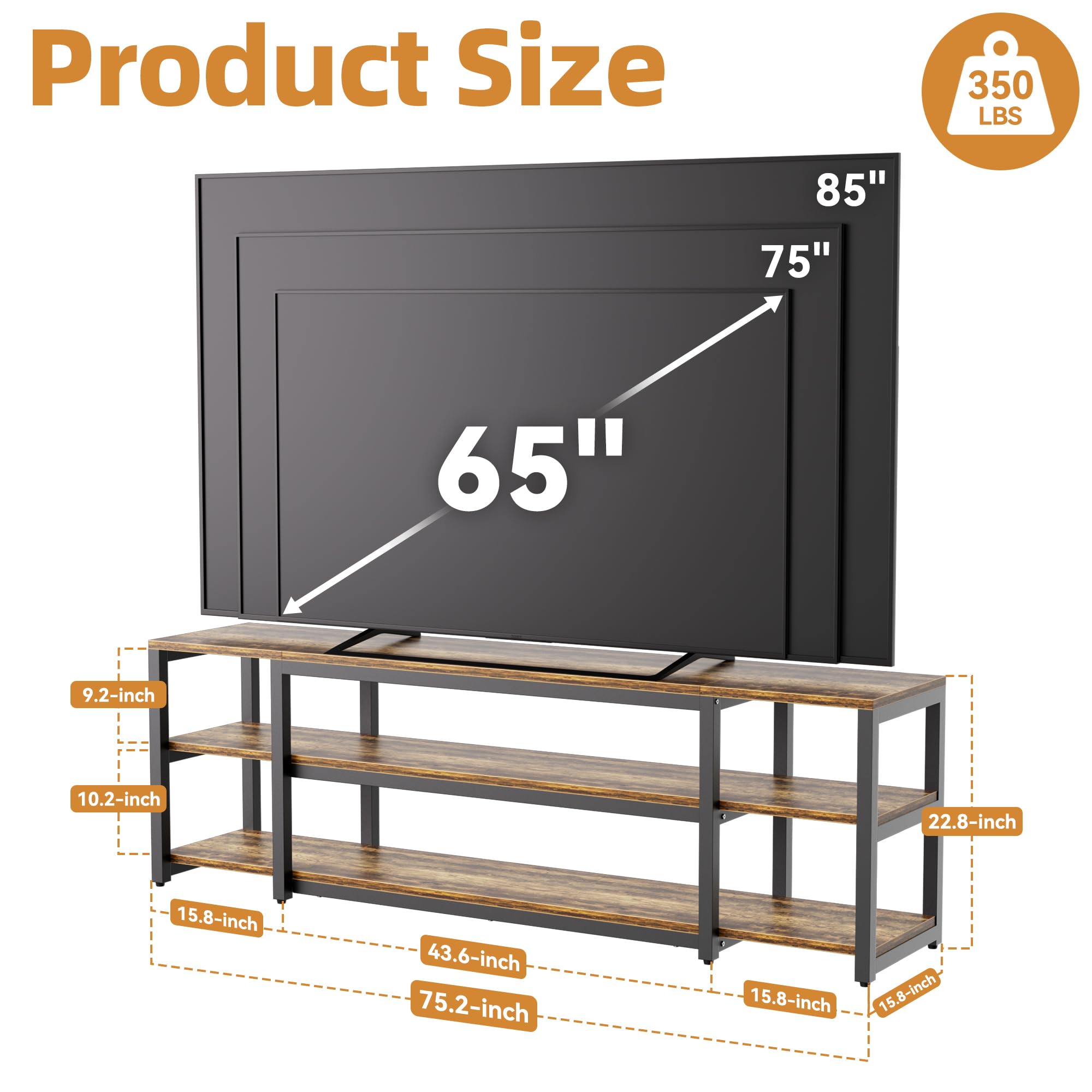Superficie superior de madera FSC, preparada para televisor grande.