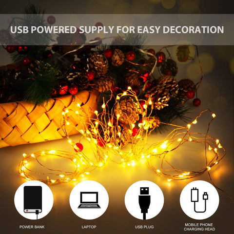 Las luces Ariceleo con 50 LED proporcionan calor suave mediante USB para uso versátil.