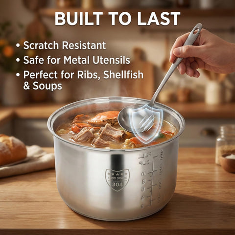 Olla interior antiadherente Aroma facilita la limpieza diaria.