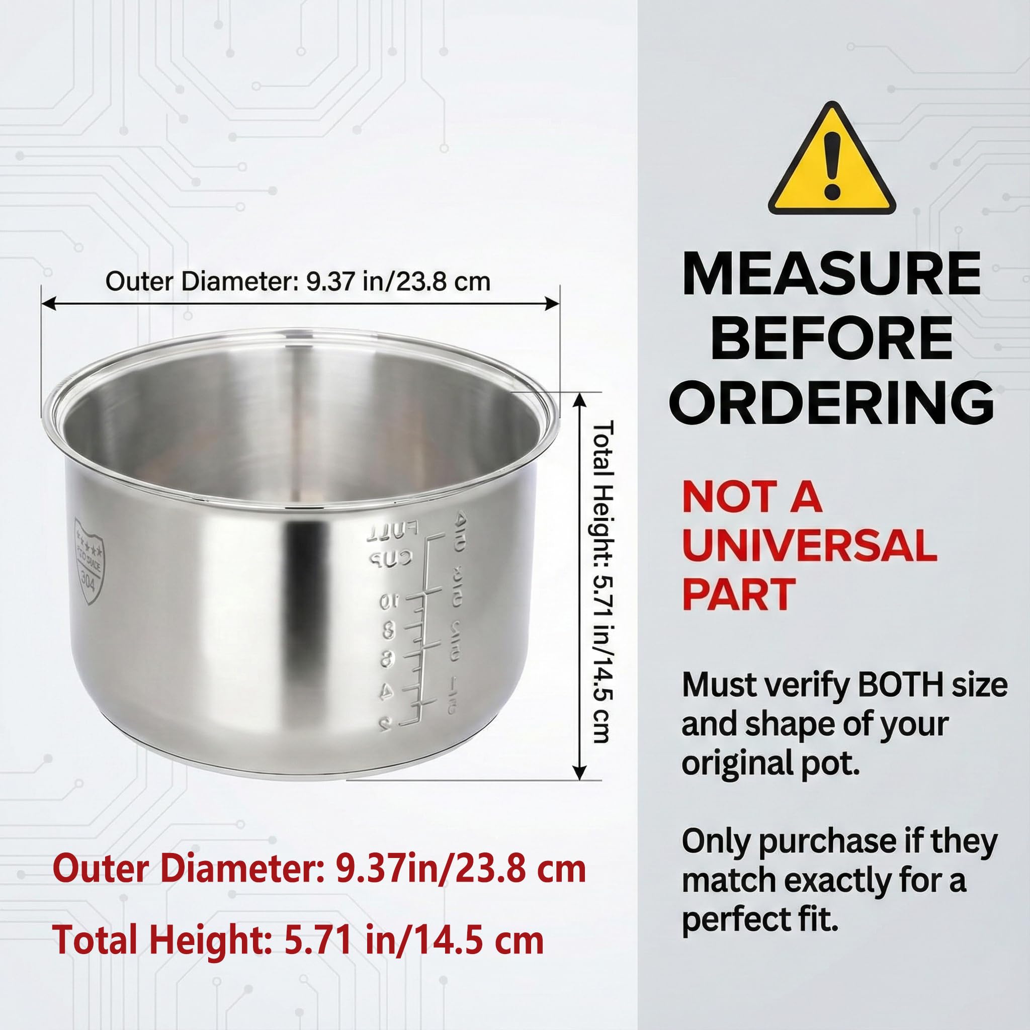 Olla interior Aroma, acero 304, durabilidad a largo plazo.