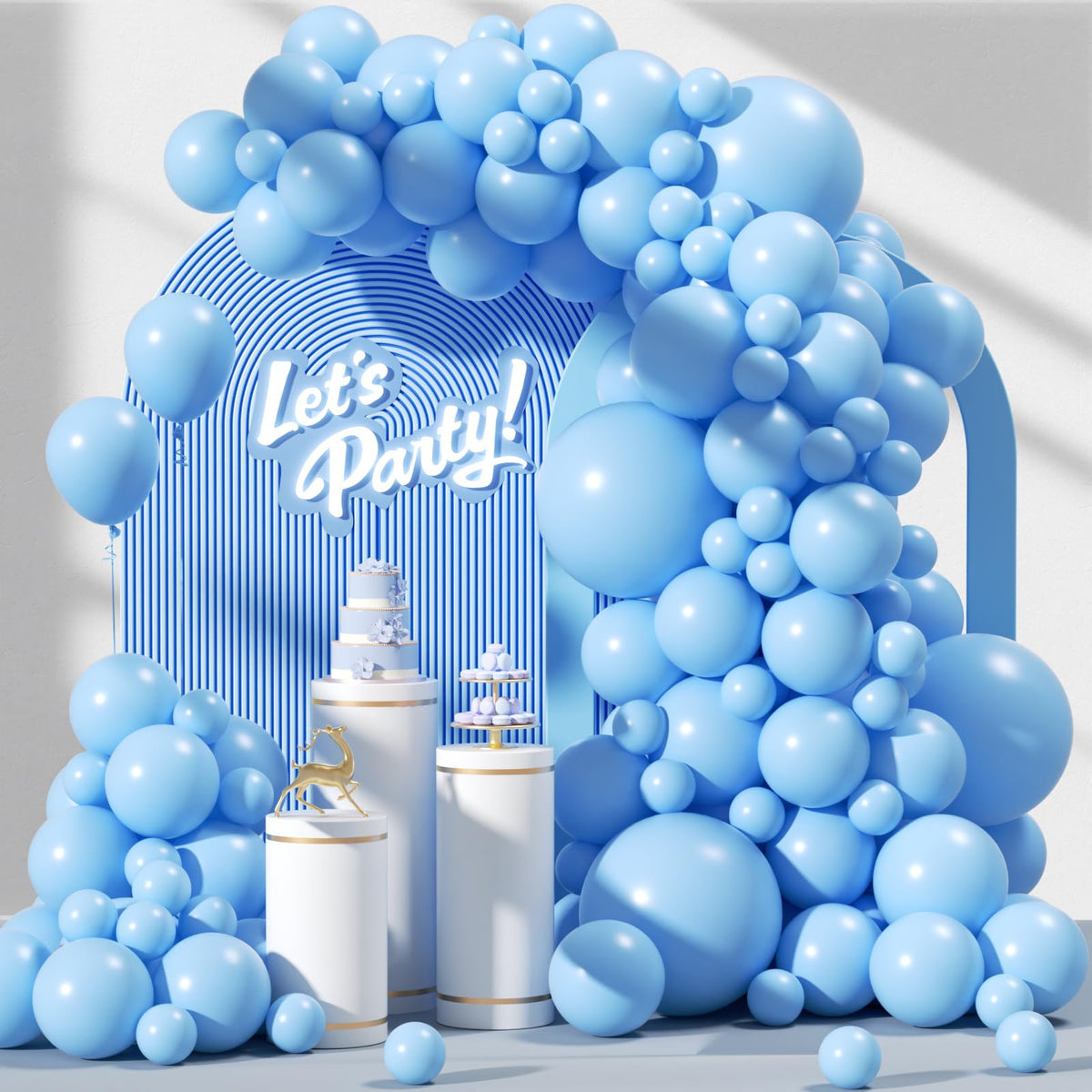 Arco de globos Awenztech azul claro, 120 piezas, ideal para fiestas.