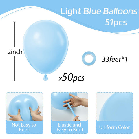 Arco de globos Awenztech azul claro para bodas o baby shower.