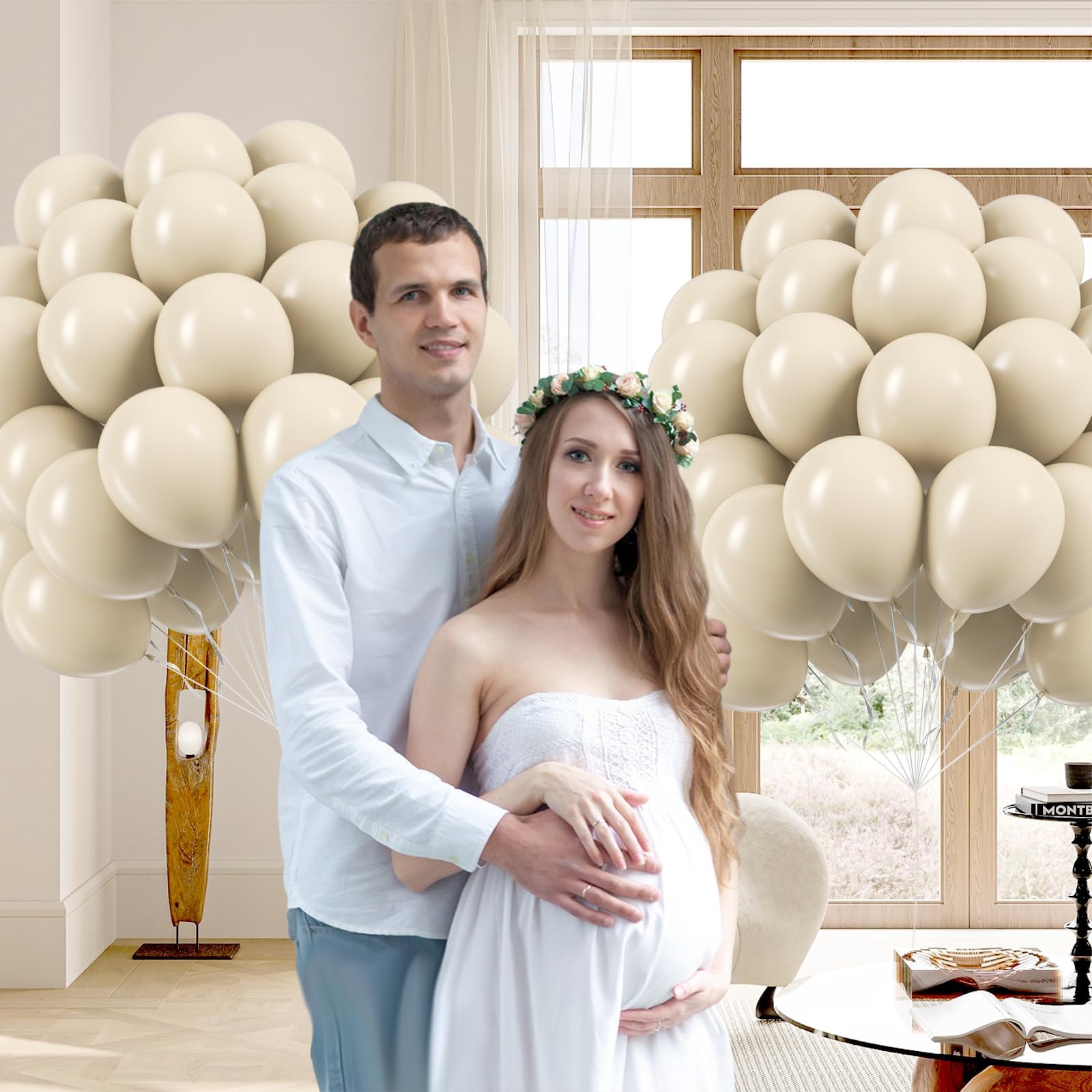 Globos awenztech crema-arena para crear arcos y guirnaldas elegantes.