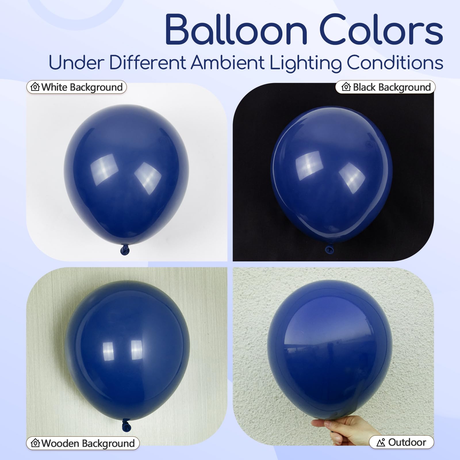 Globo awenztech azul marino con cinta azul para decoración rápida.