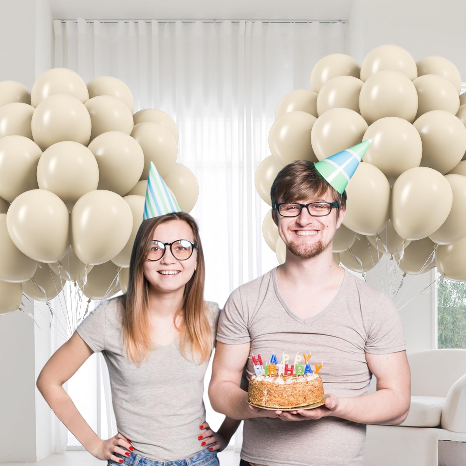 Globos awenztech crema ideales para baby shower con tono suave.