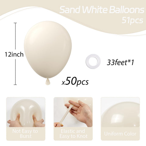 Globos awenztech blanco-arena de 12 pulgadas, ideales para arcos y guirnaldas.