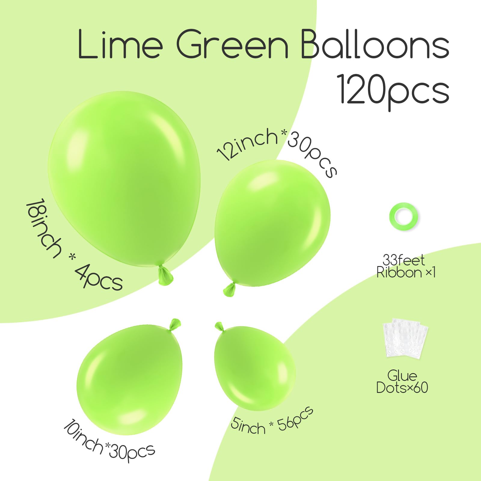 awenztech globos lima verde de 12 pulgadas para garland versátil