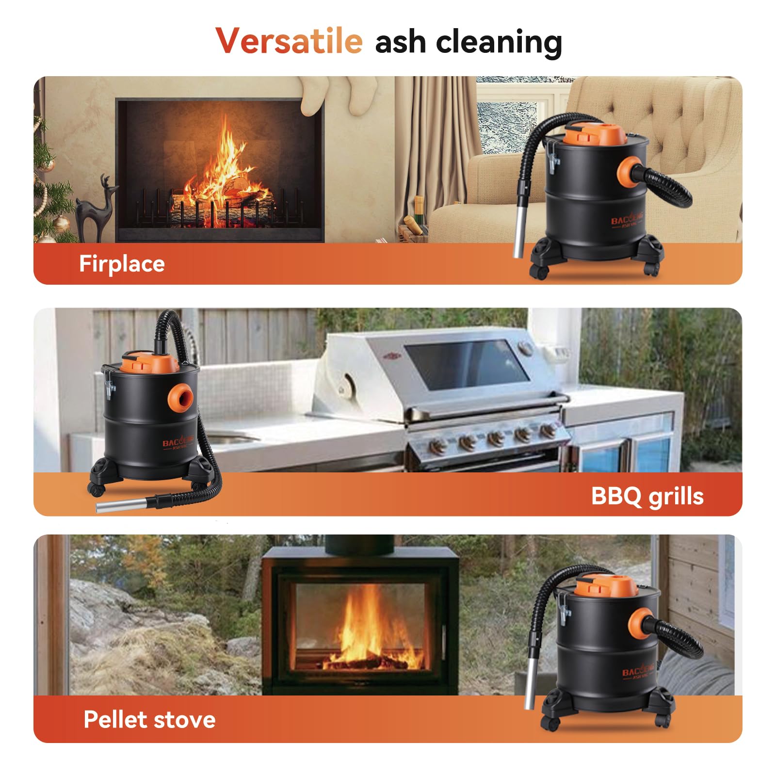 Aspiradora BACOENG con accesorios completos para limpieza versátil
