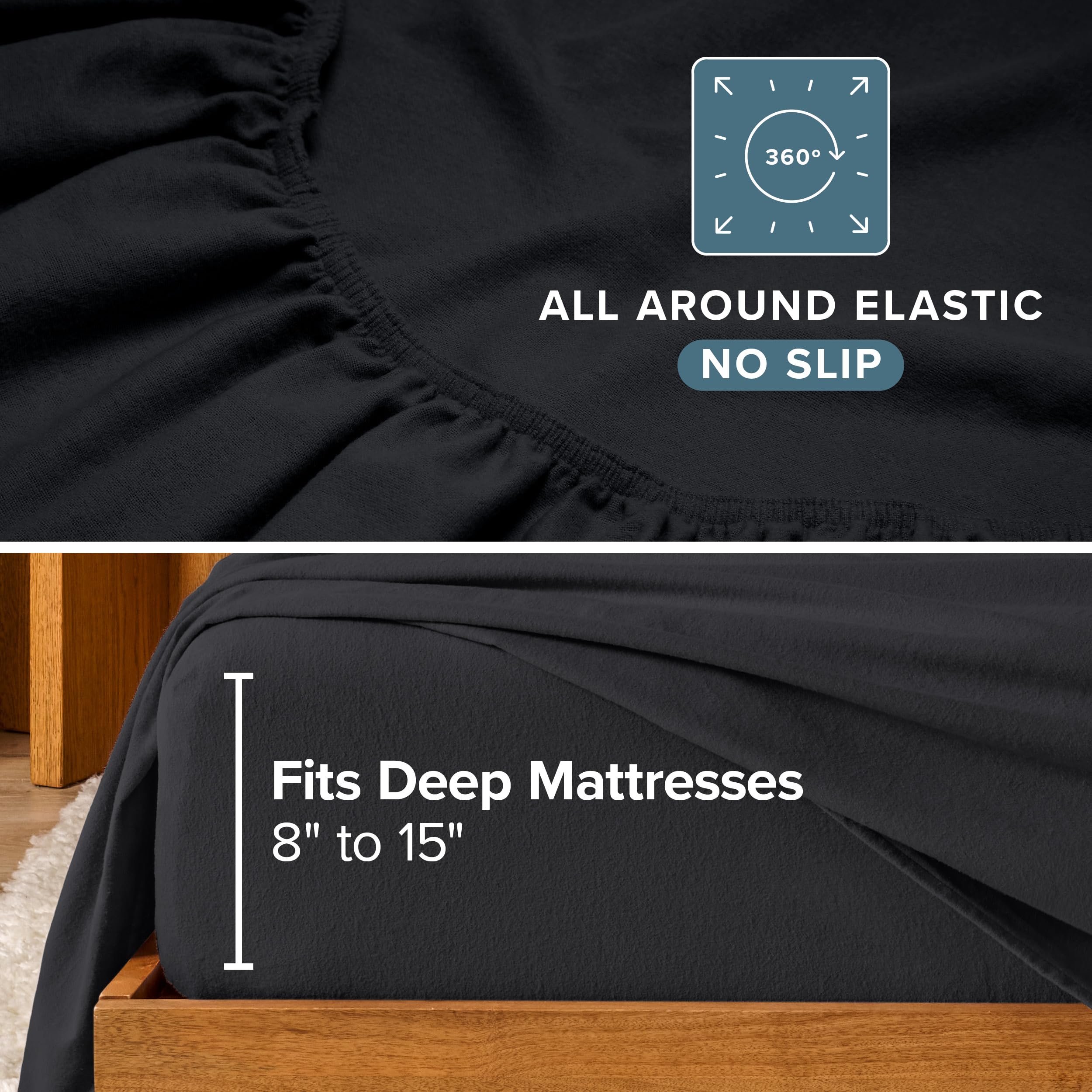 Algodón 100% en franela Bare Home para reina, material natural y suave