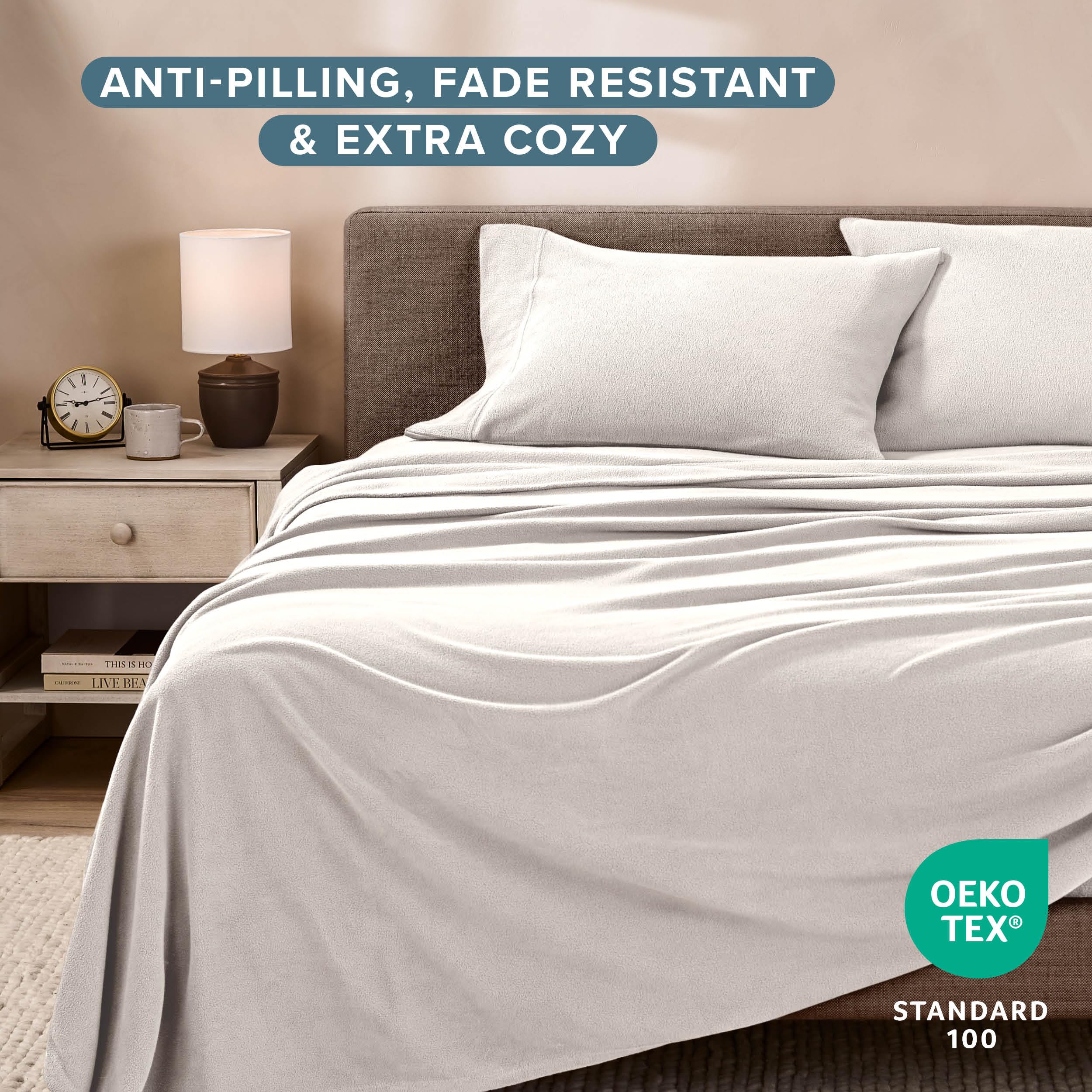 Bare Home tejido felpa suave crema, sensación lujosa para dormir