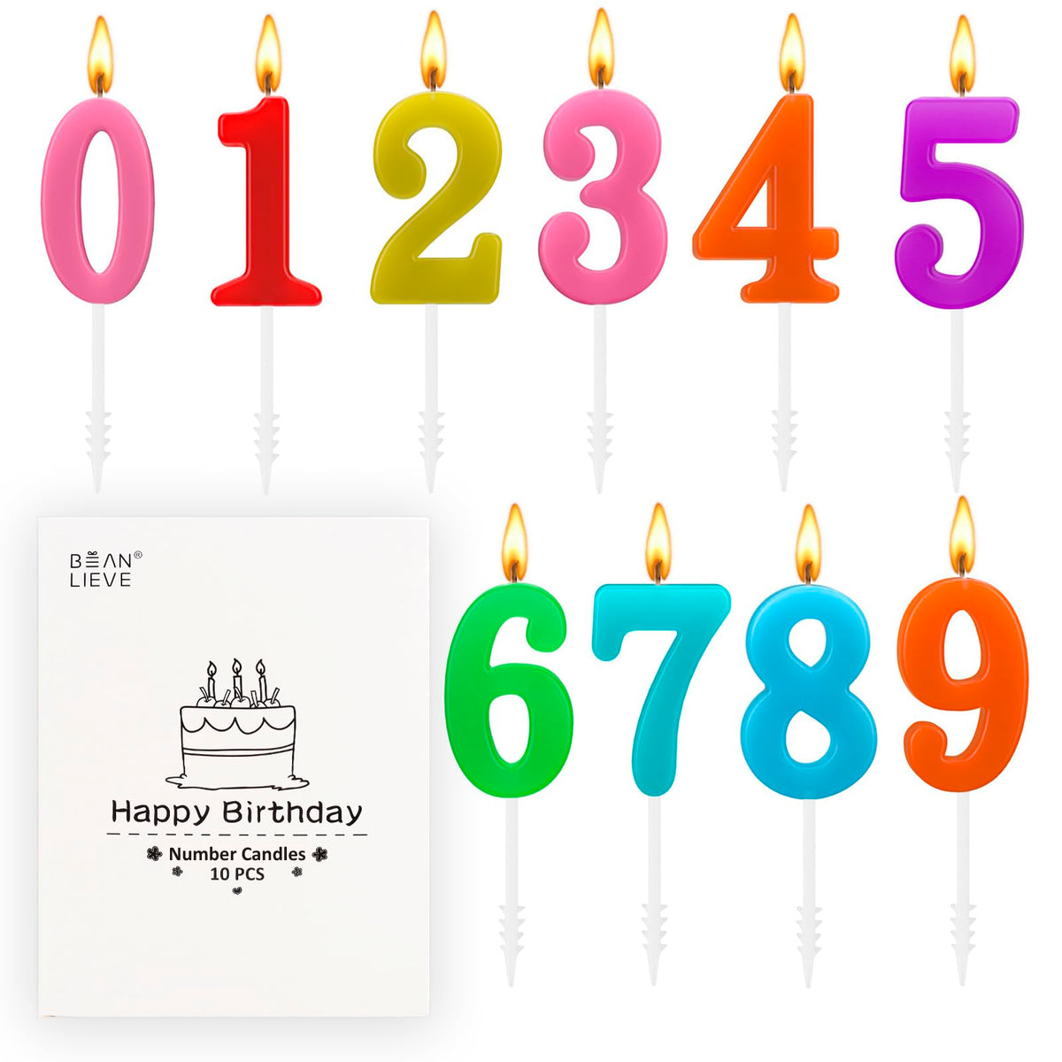 Vela numeral 0 Beanlieve para cumpleaños, decoración elegante y segura