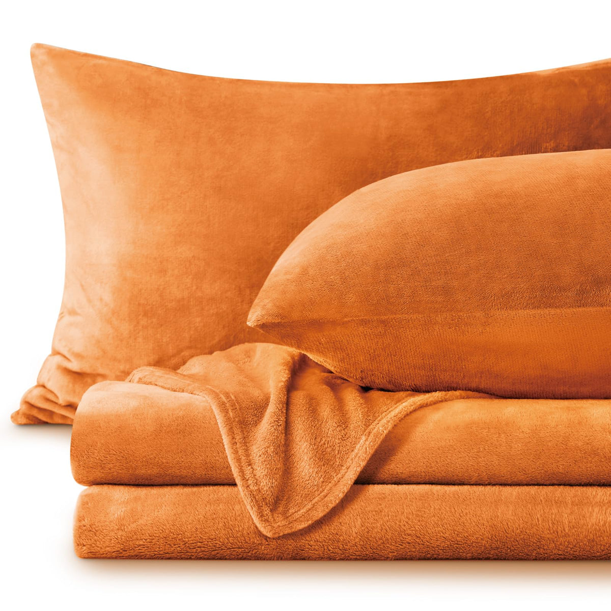 BEDELITE sábana ajustable franela naranja quemado para colchones de hasta 16 pulgadas.