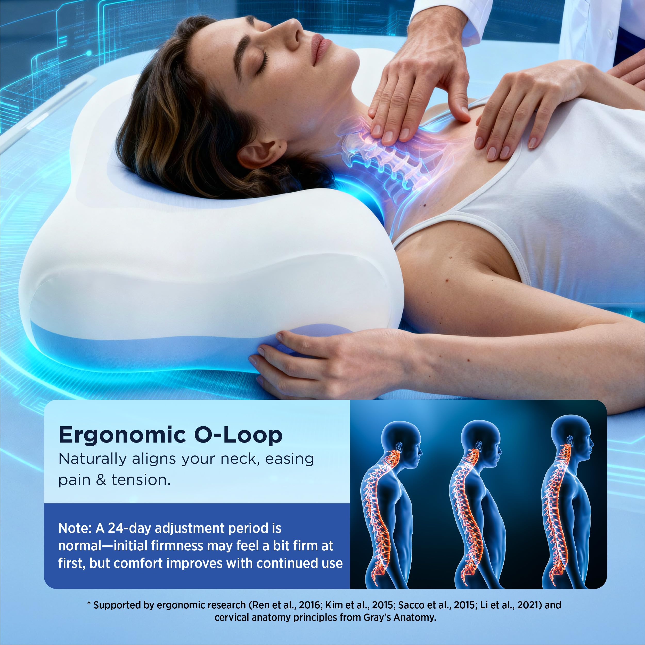 Bedsure almohada cervical soporte occipital para descanso más cómodo