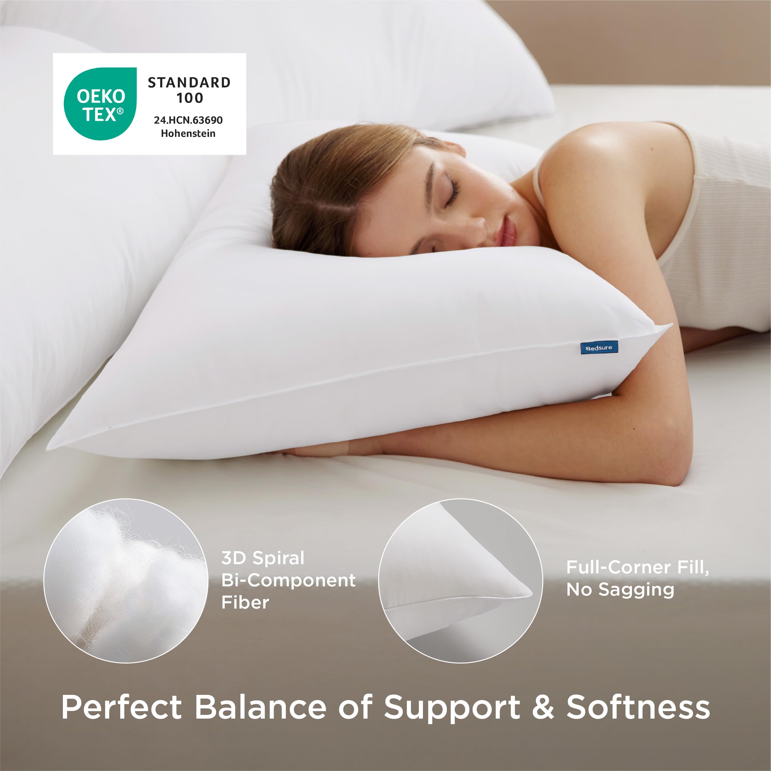 Bedsure almohada media firme, ideal para dormir de lado y espalda