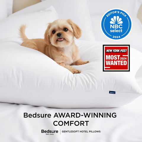 Bedsure almohadas estándar desempaquetado sencillo, recuperación de volumen fácil.