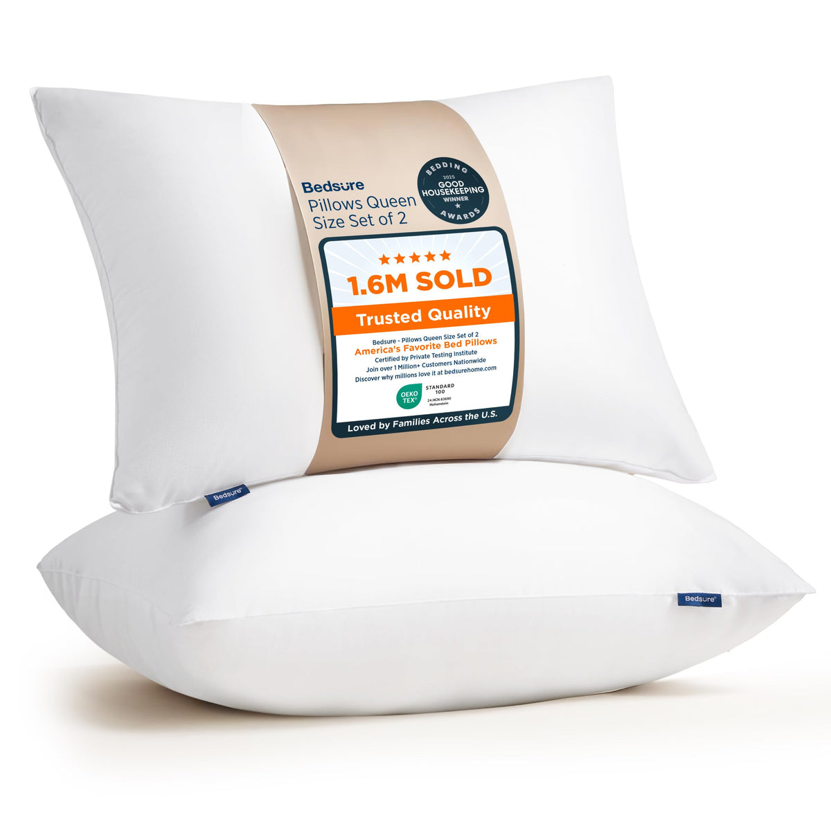 Bedsure almohadas estándar duo blandas, descanso suave y cómodo.