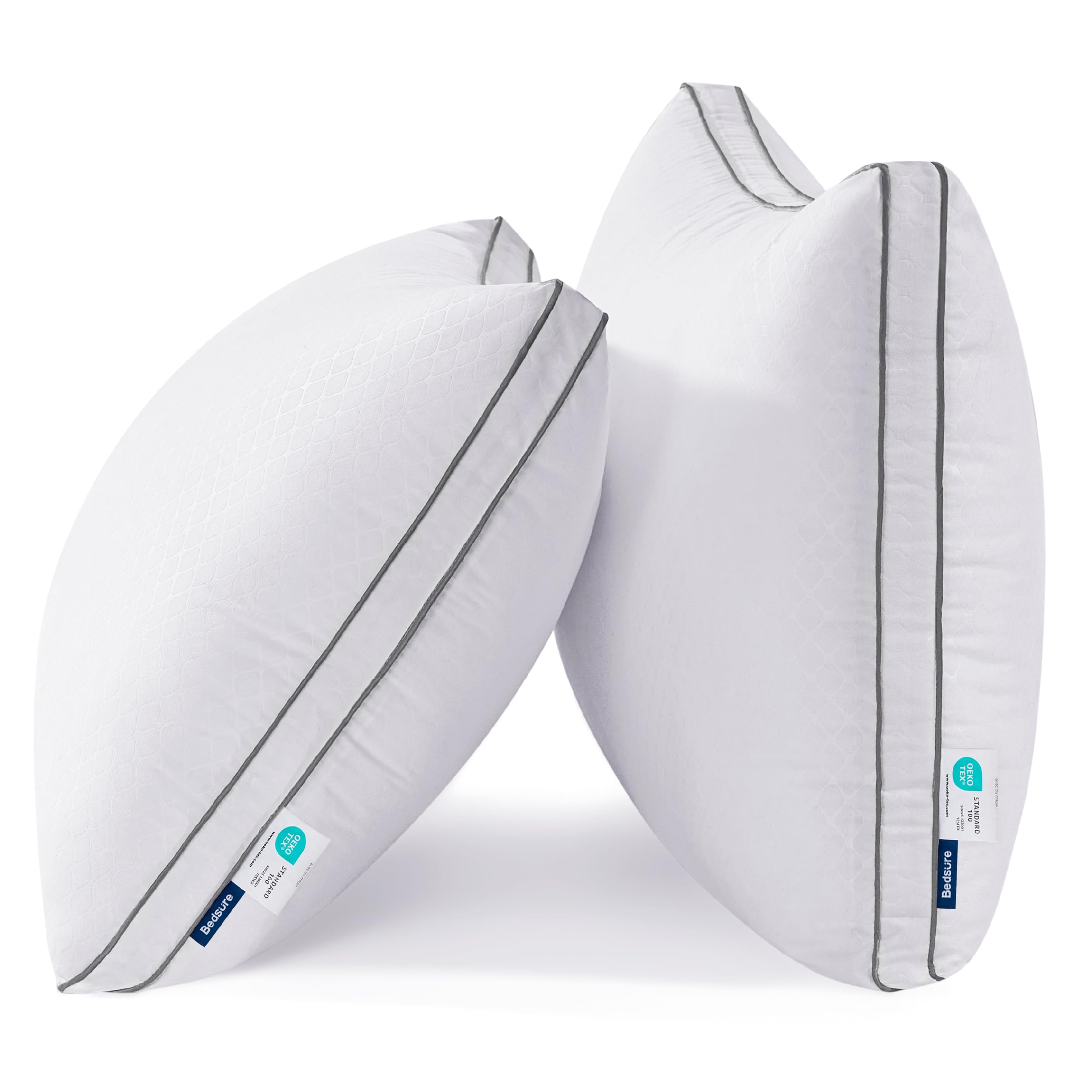 Bedsure almohadas reina con diseño diamante acolchado para soporte suave