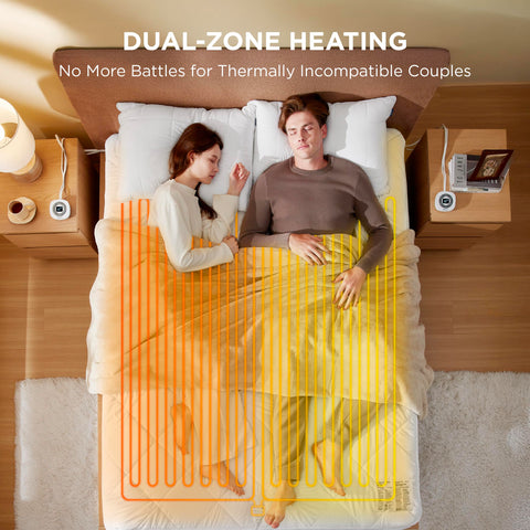 Bedsure almohadilla caliente con controles dobles, enfoque lateral, ideal para parejas con calor independiente
