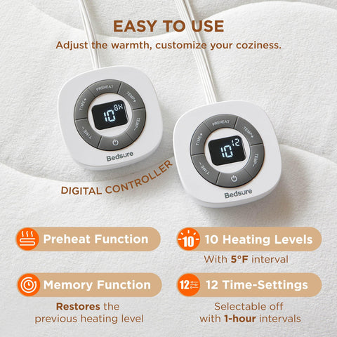 Bedsure calentamiento rápido con precalentamiento para noches frías.