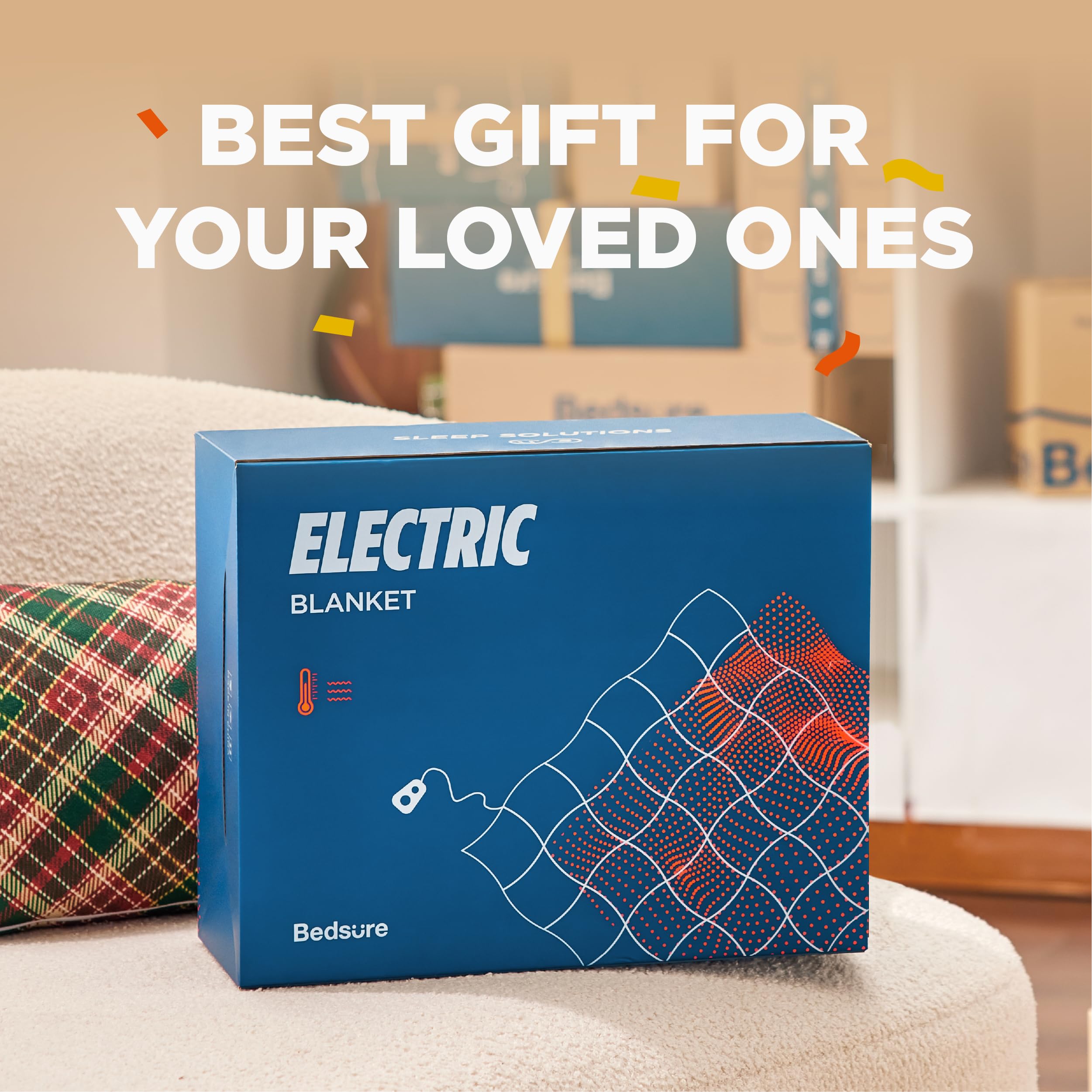 Bedsure cobertor calefactable con tejido cepillado suave para mayor confort.