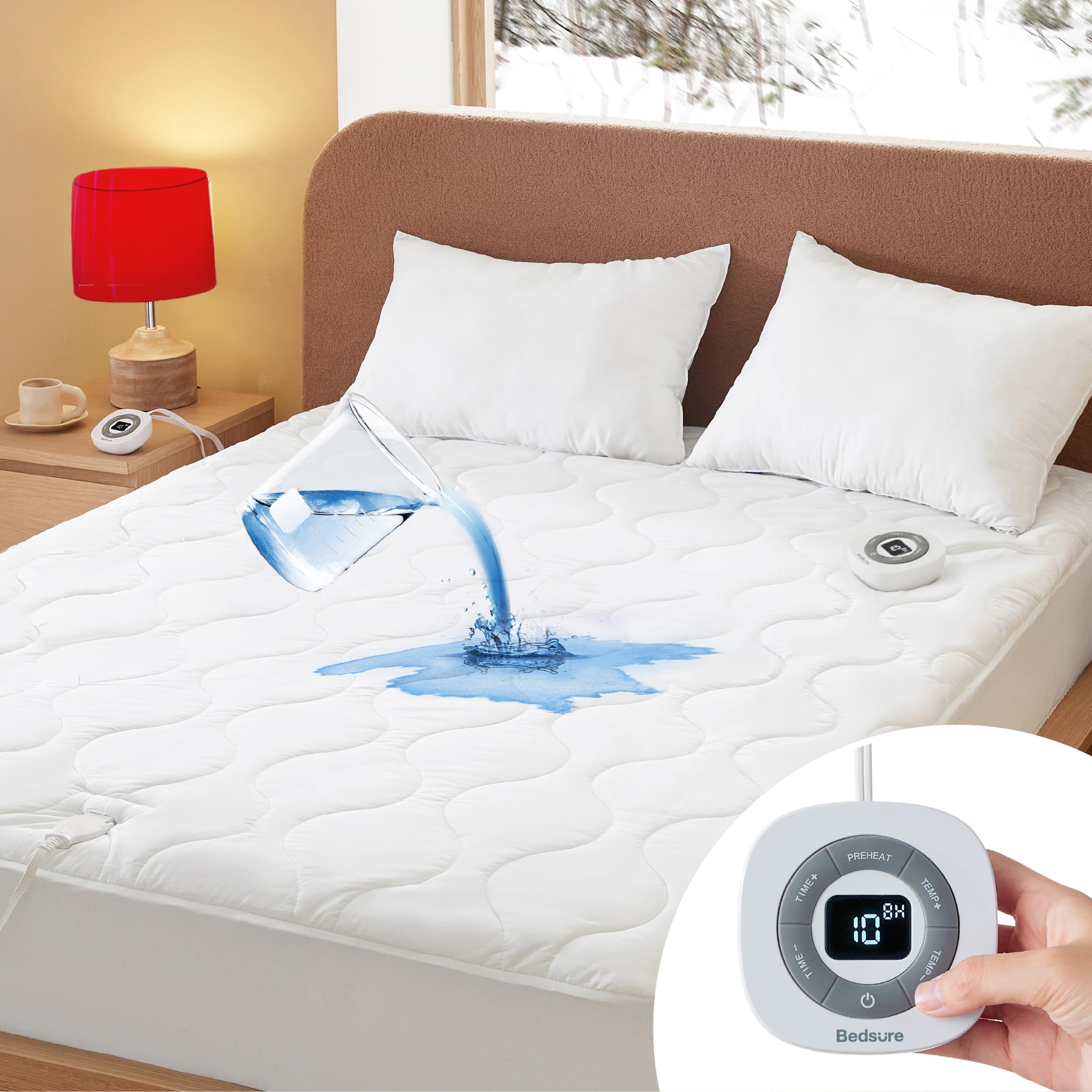 Bedsure cobertor cama calentado, superficie de algodón suave para dormir cómodo.