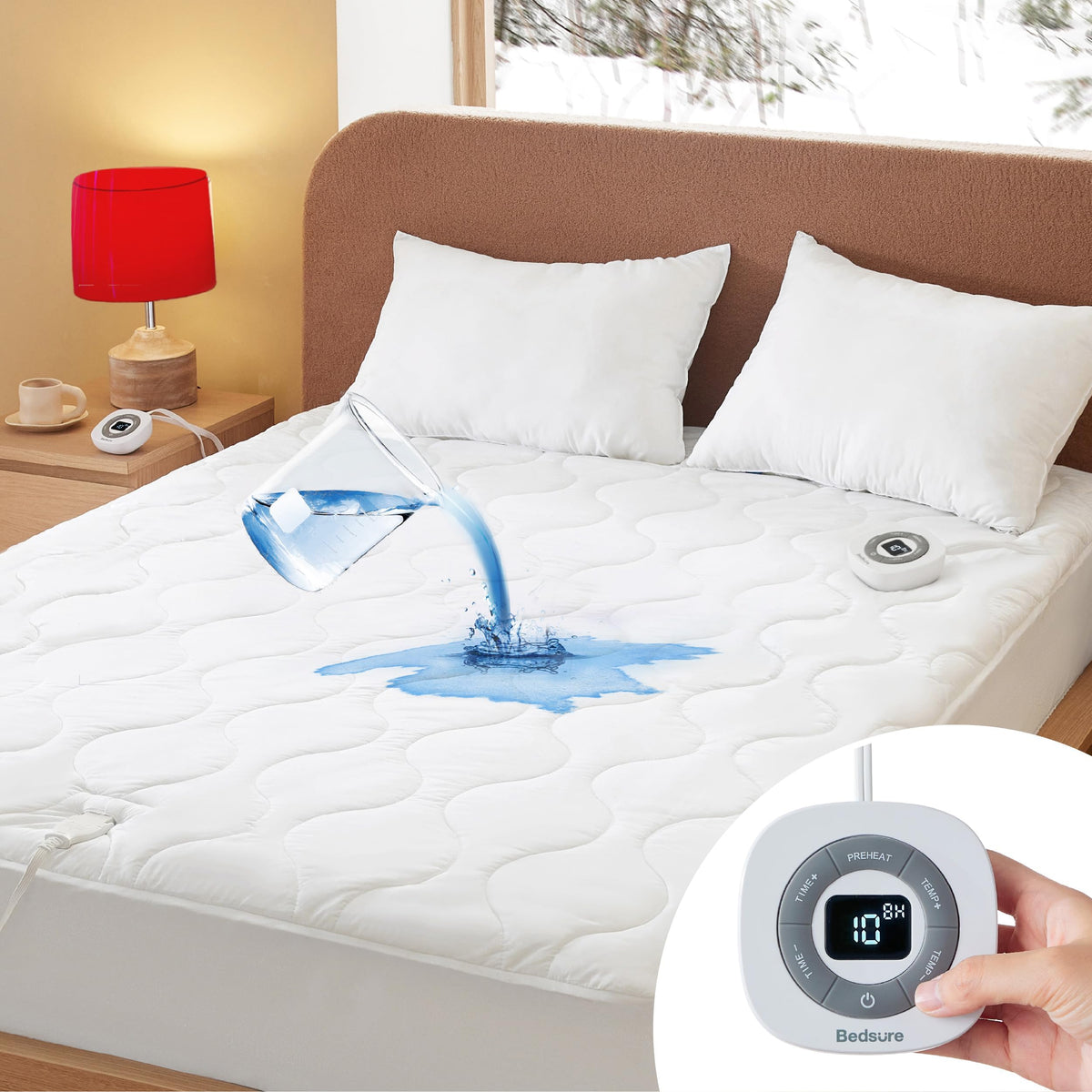Bedsure cobertor cama calentado, superficie de algodón suave para dormir cómodo.
