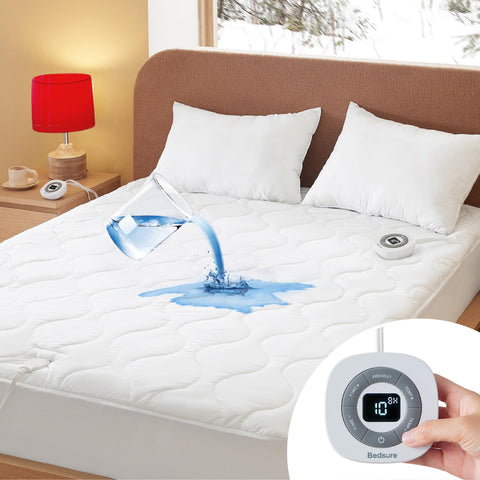 Bedsure cobertor cama calentado, superficie de algodón suave para dormir cómodo.