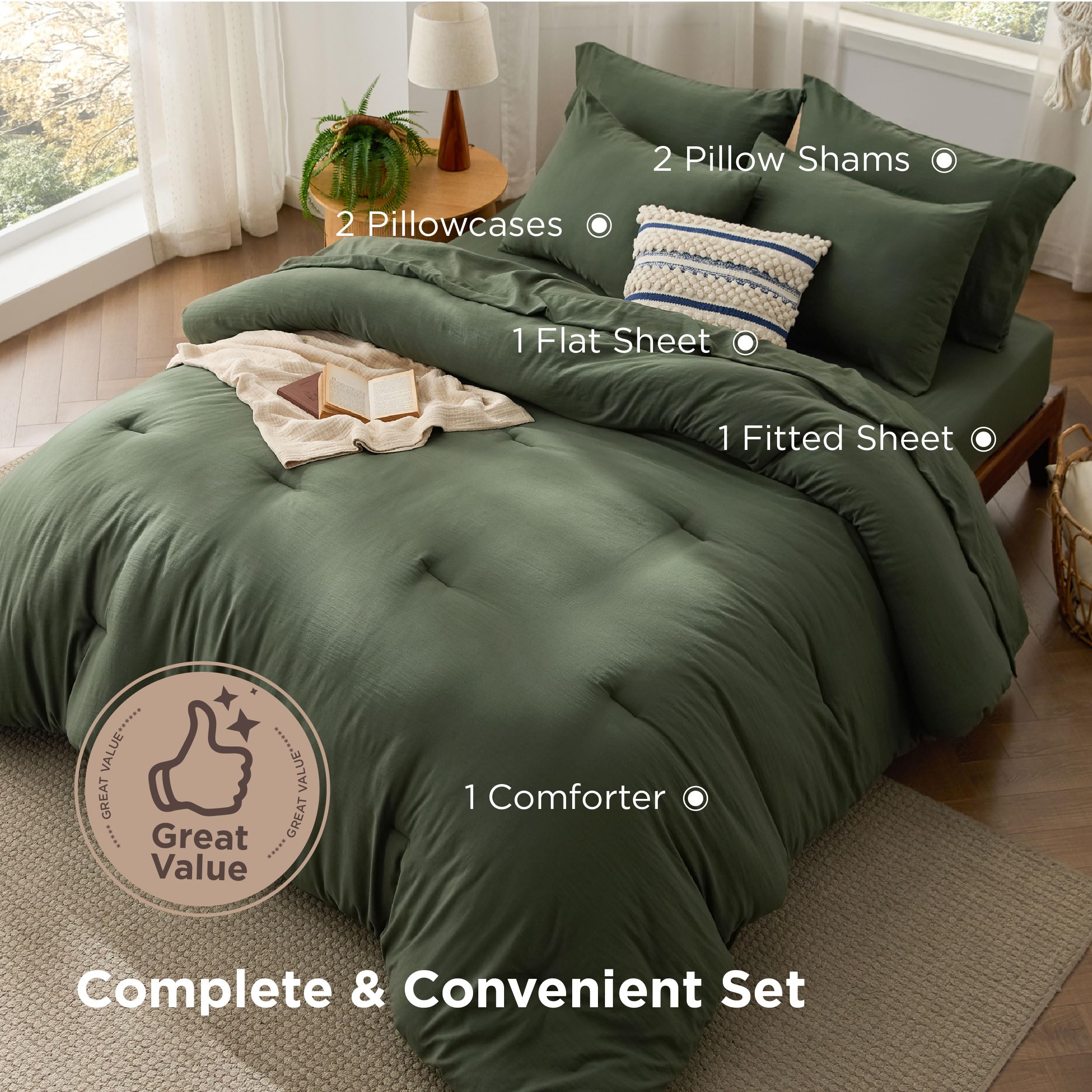 Bedsure conjunto completo 7 piezas con sábanas incluidas.