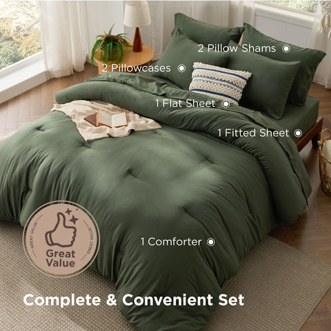 Bedsure conjunto completo 7 piezas con sábanas incluidas.