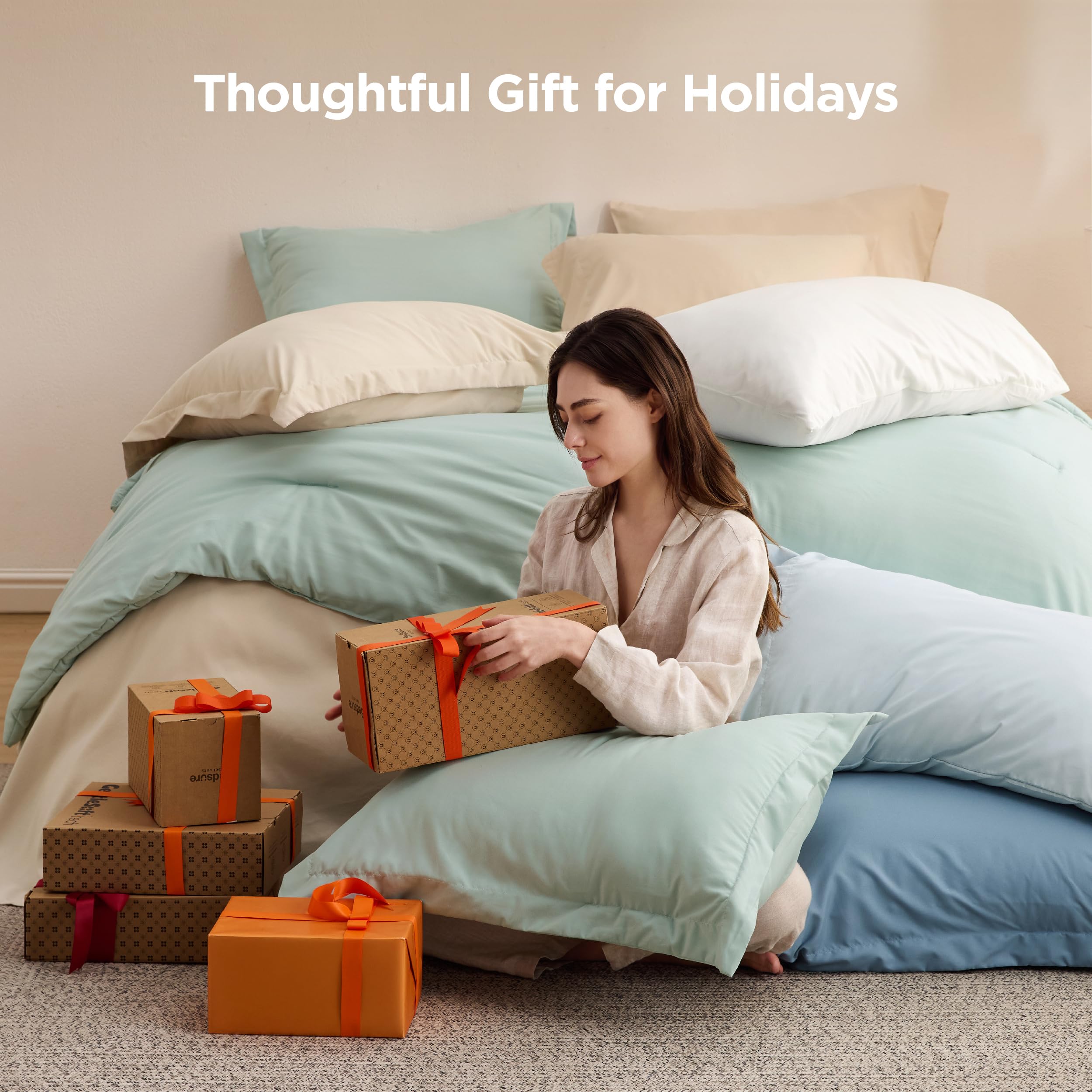 Bedsure sábana plana salvia reina, descanso suave y cómodo.