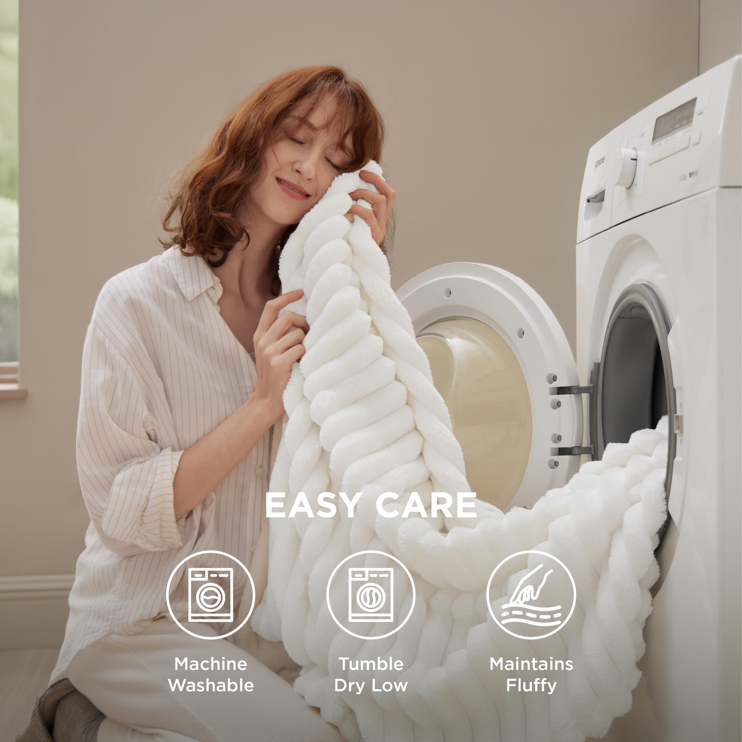 Bedsure detalle costuras robustas, acabado duradero para uso diario.