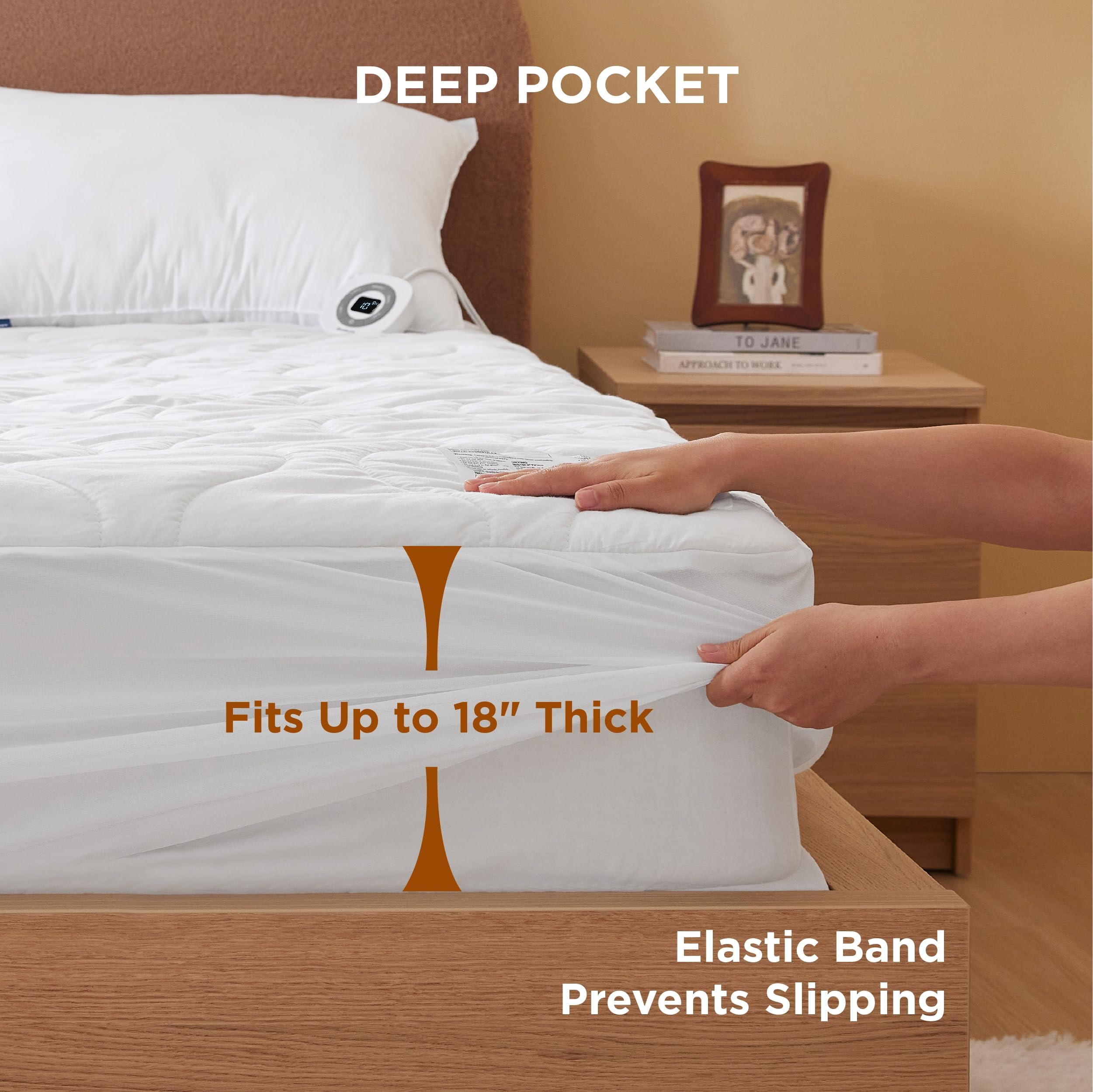 Bedsure diseño elástico se adapta a colchones de hasta 18 pulgadas.