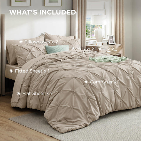 Bedsure diseño plisado dos tonos beige, estilo versátil para muebles.