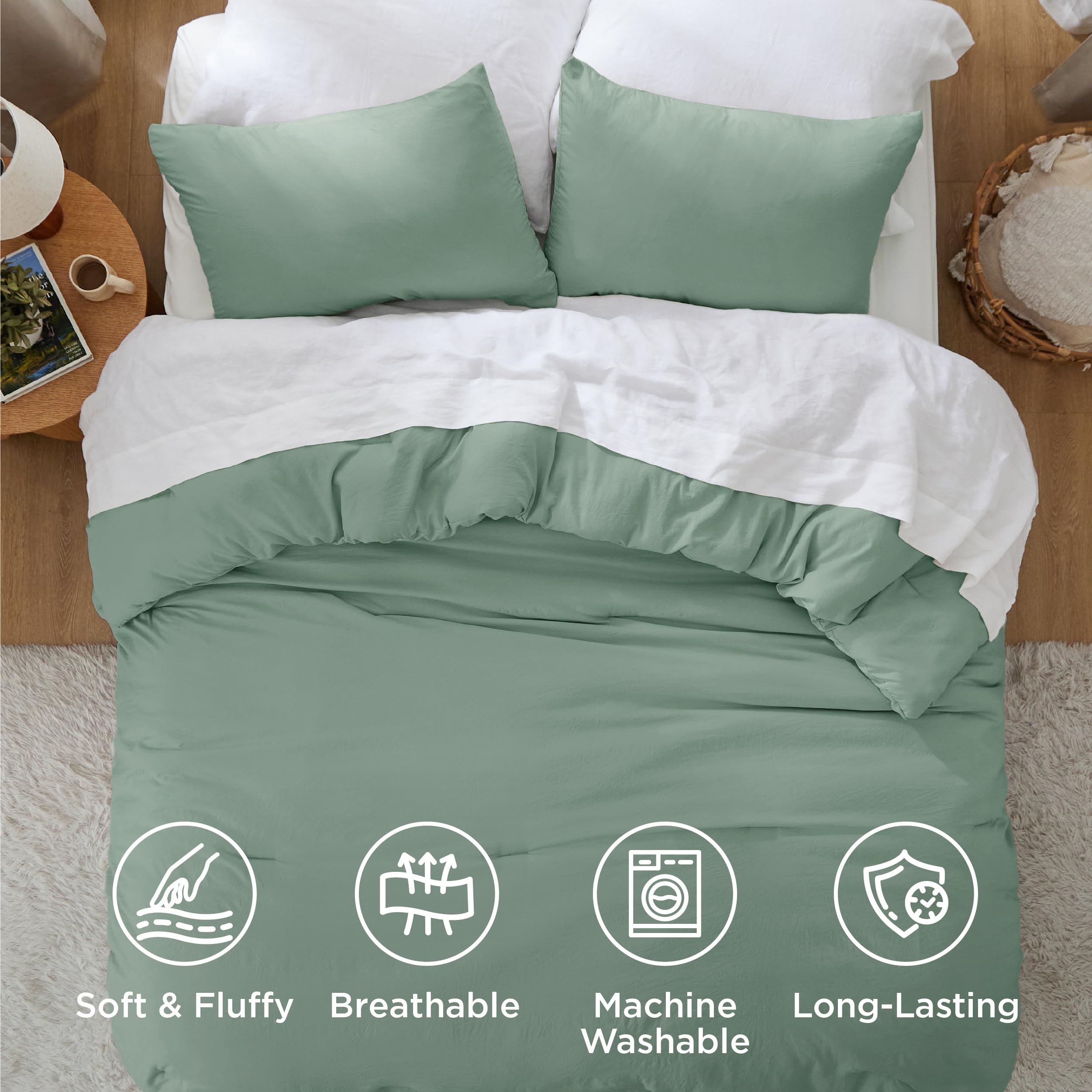 Bedsure dormitorio ambiente salvia, espacio sereno y moderno