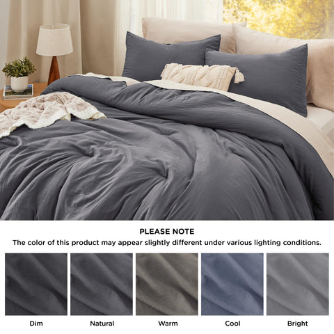 Bedsure dormitorio elegante, Gris oscuro para ambiente sereno.