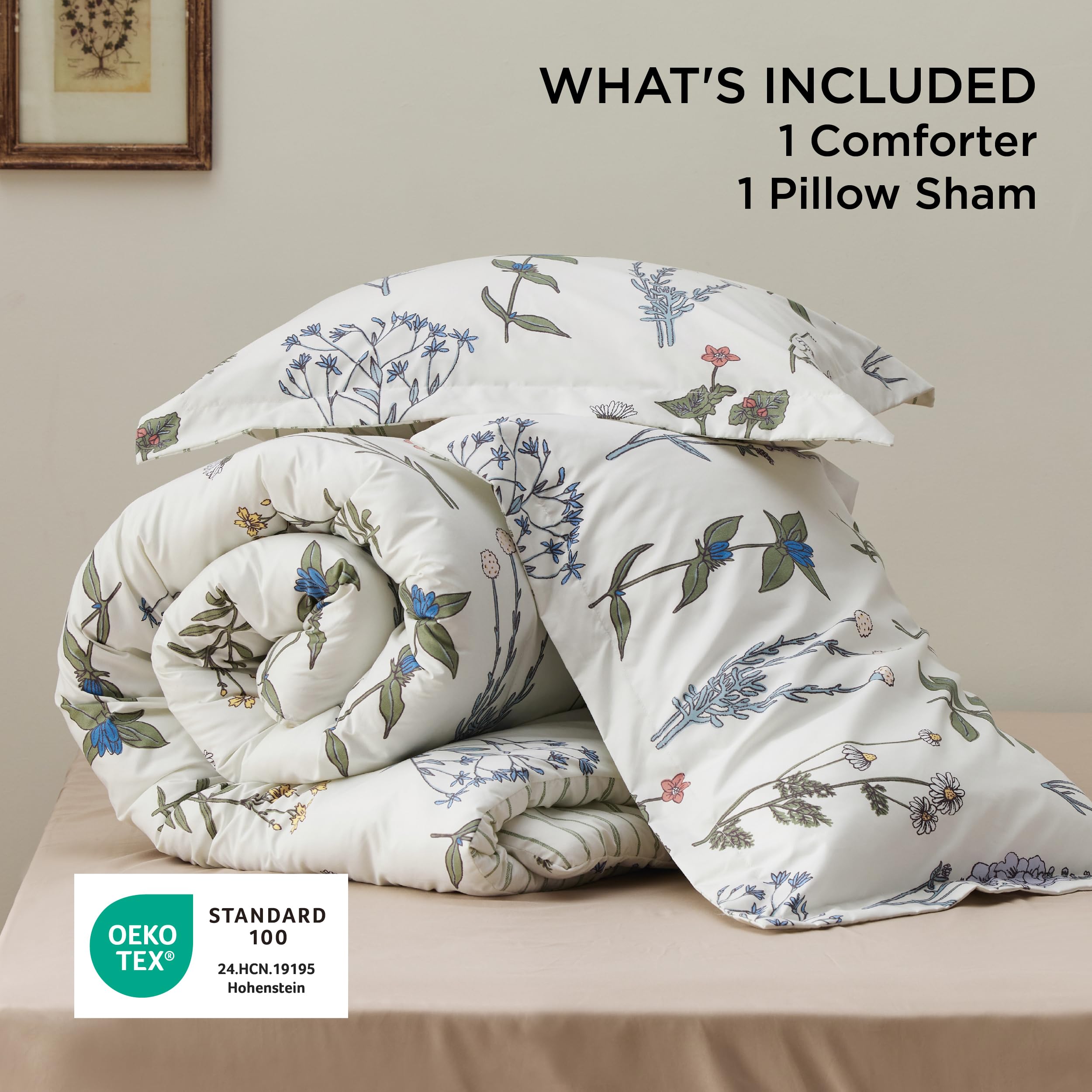 Bedsure dormitorio estilo botánico Twin XL, ideal para habitaciones universitarias.