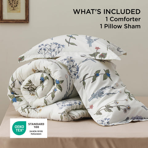 Bedsure dormitorio estilo botánico Twin XL, ideal para habitaciones universitarias.