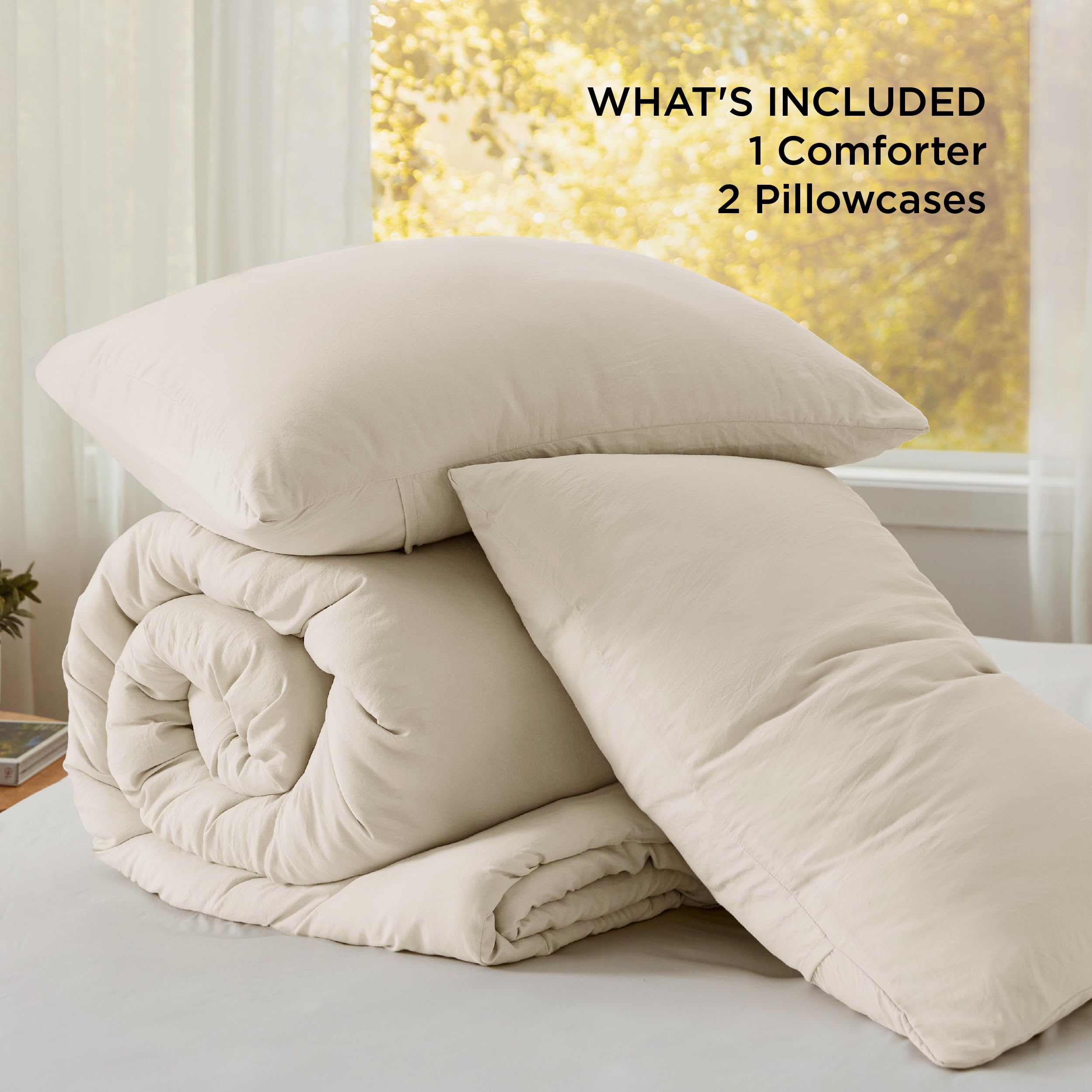 Bedsure edredón crema, sensación esponjosa para noches relajantes