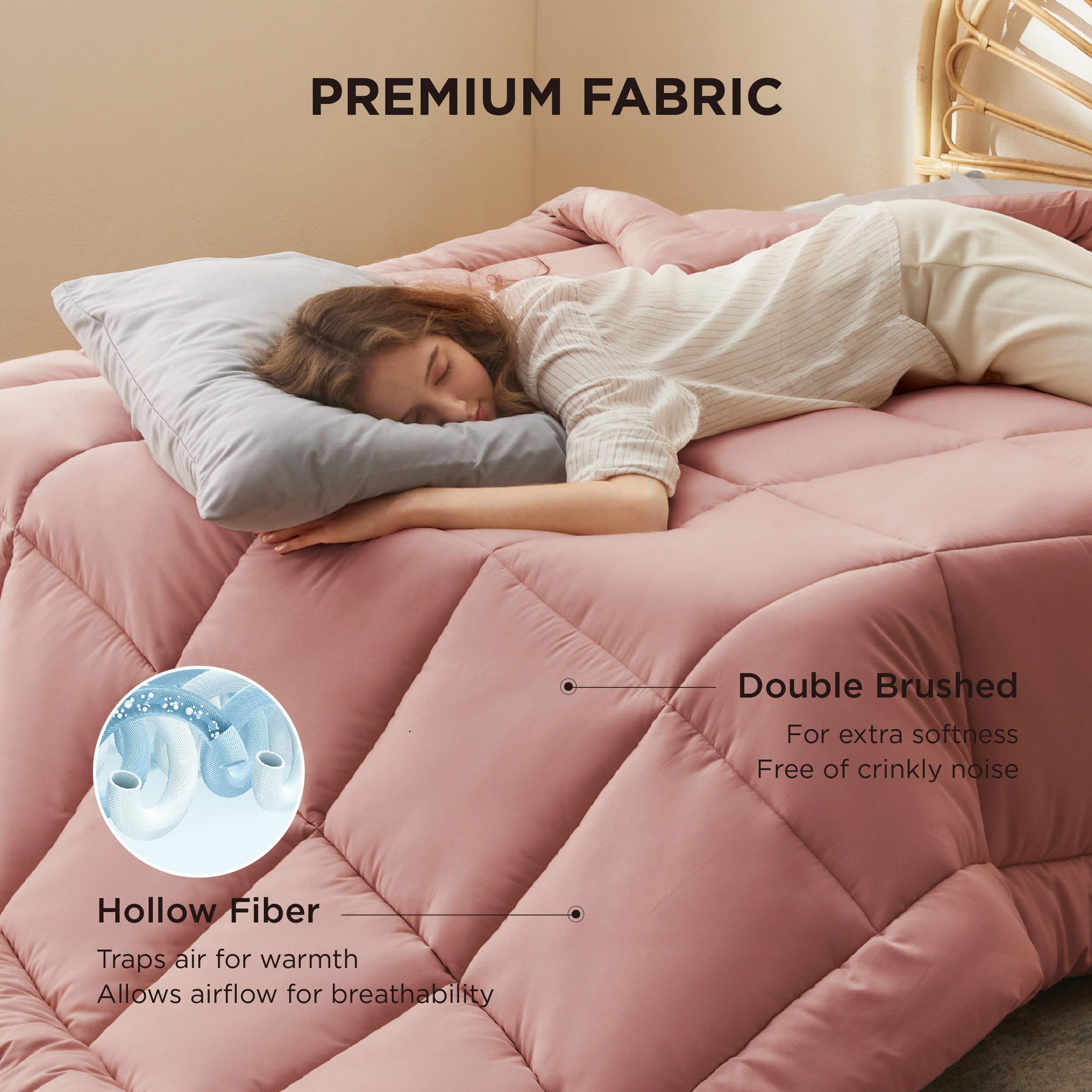 Bedsure edredón insert 8 pestañas, rosa empolvado, ajuste perfecto con funda.