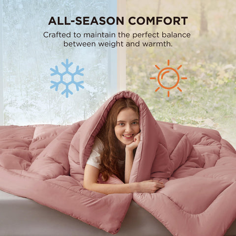 Bedsure edredón insert cierre laterales, rosa empolvado, fácil de fijar.