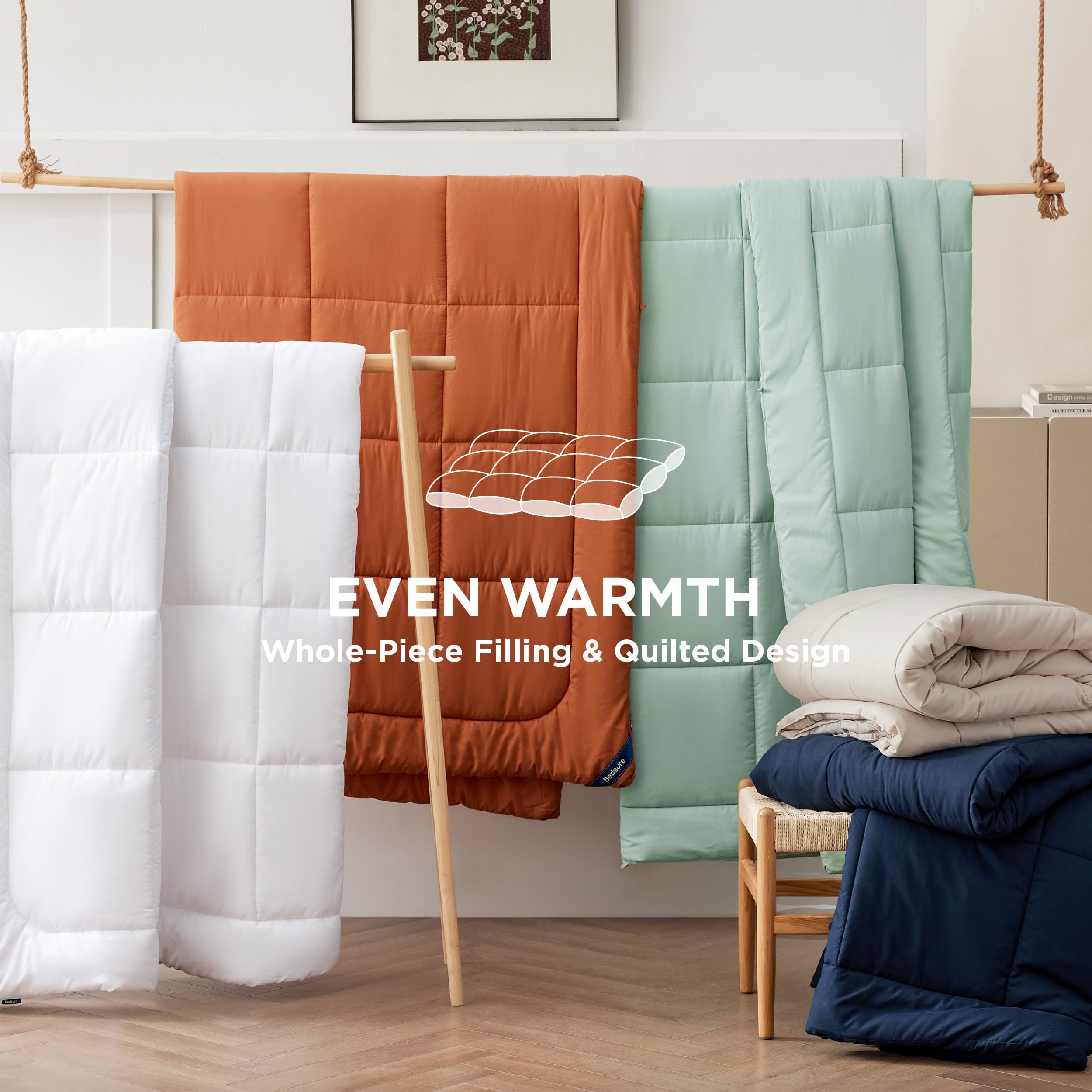 Bedsure edredón queen cuidado sencillo y lavado suave.