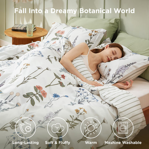 Bedsure funda almohada botánico Twin XL, combina con edredones para un look coordinado.