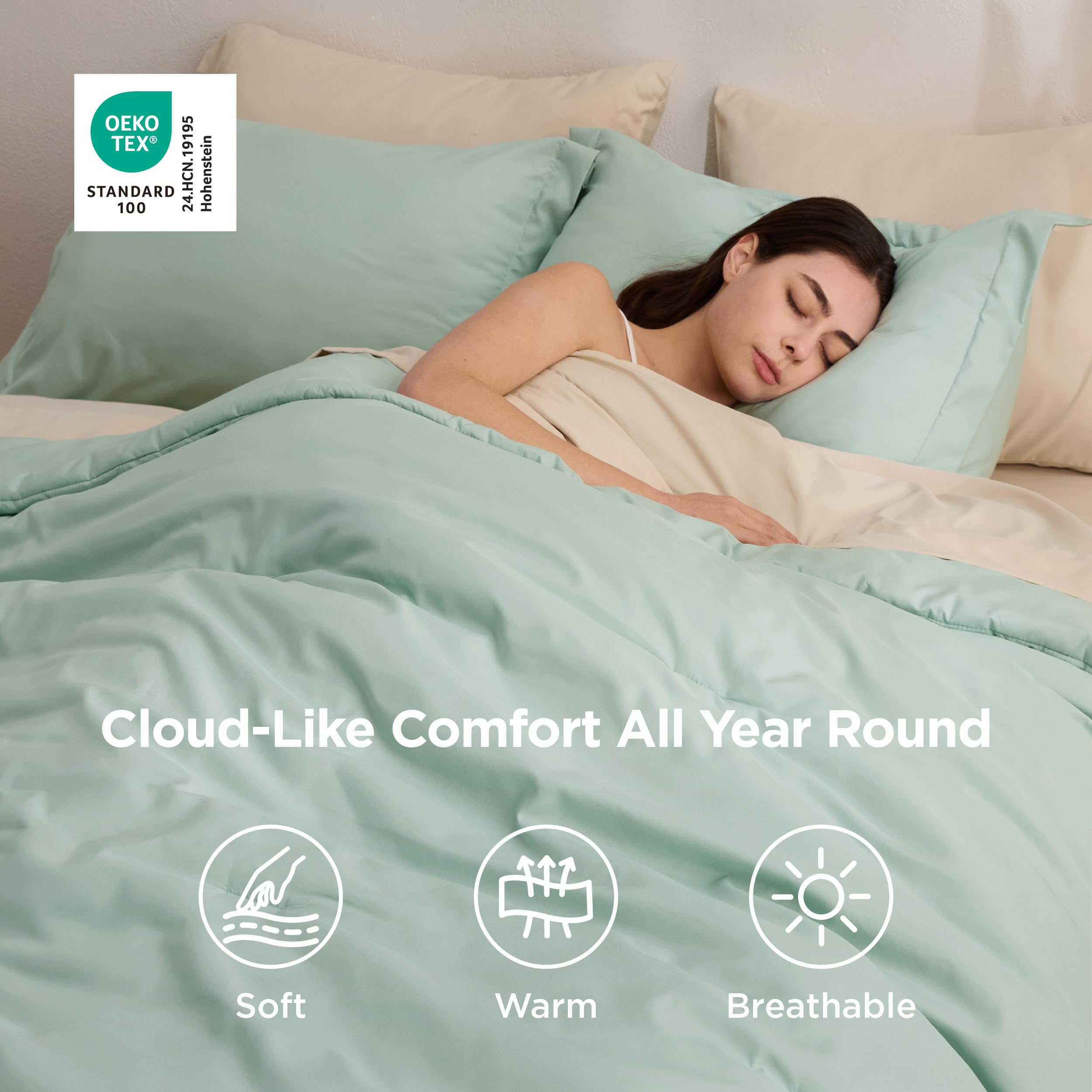 Bedsure Funda almohada sage verde, complemento perfecto para el conjunto