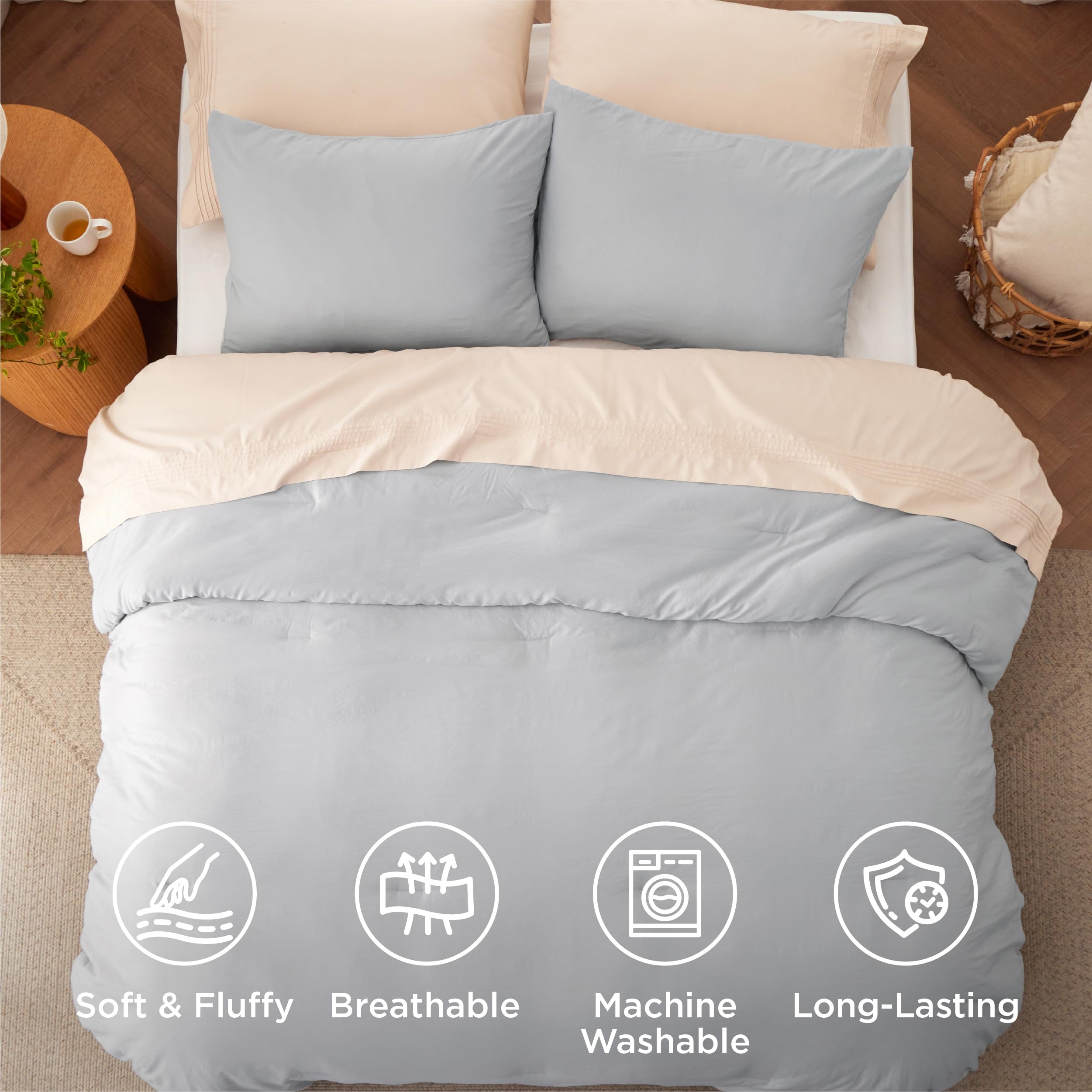 Bedsure fundas de almohada 20x26 cm gris, duraderas